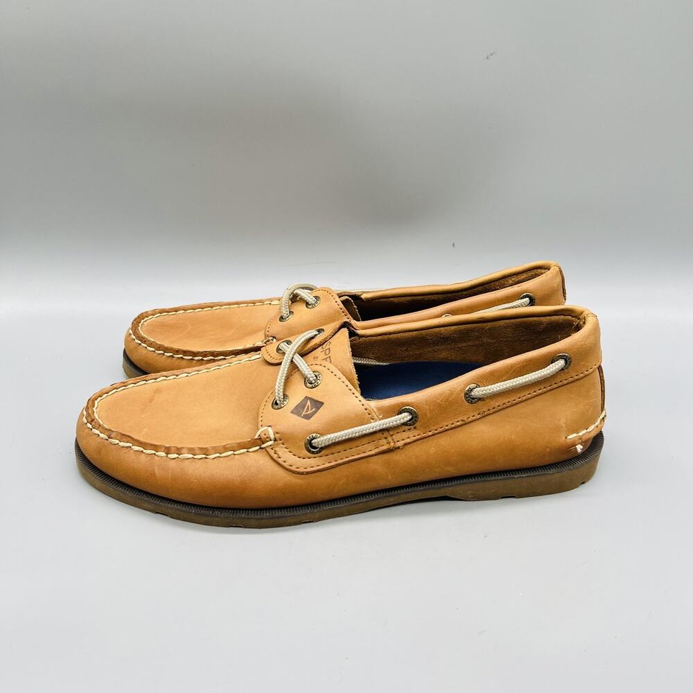 Sperry Shoes Mens 9 Brown Leather Top Sider Boat Deck Moc Toe Casual Comfort - Picture 4 of 11